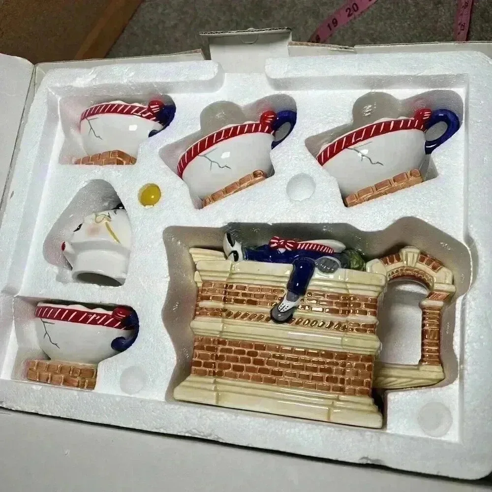 Dept. 56 Storybook “Humpty Dumpty” Handpainted Teapot & Cups